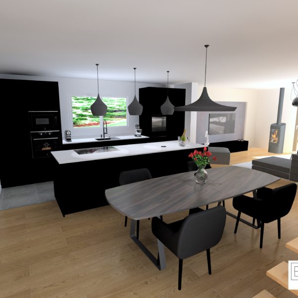 CUISINE SANS POIGNEES NOIRE