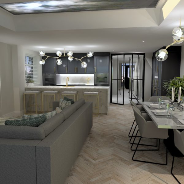 Black & Gold Open Plan Living