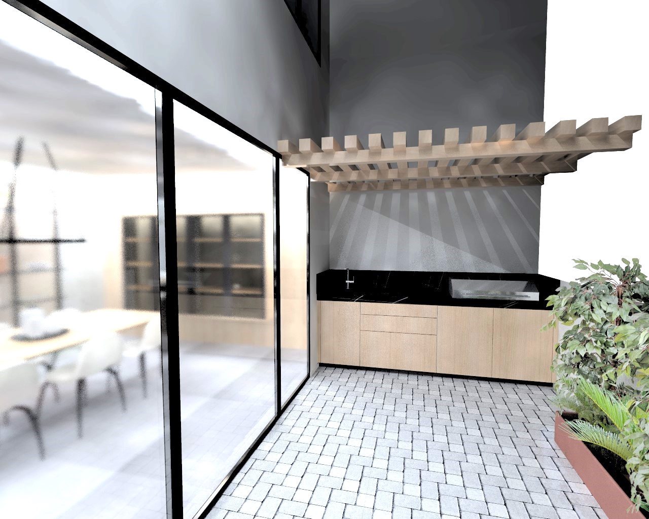 the exterior kitchen