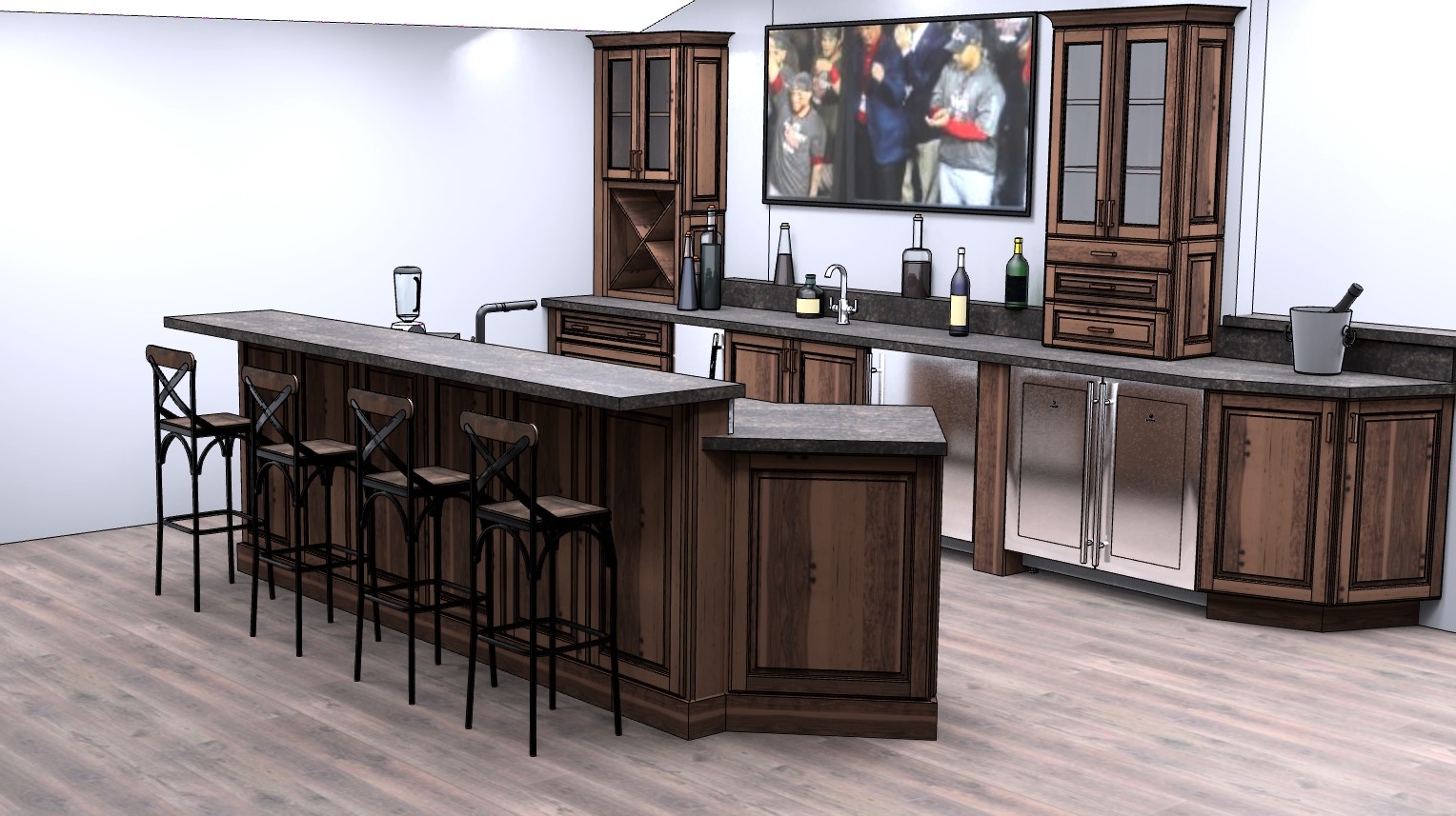 Rustic Alder Game Room Bar