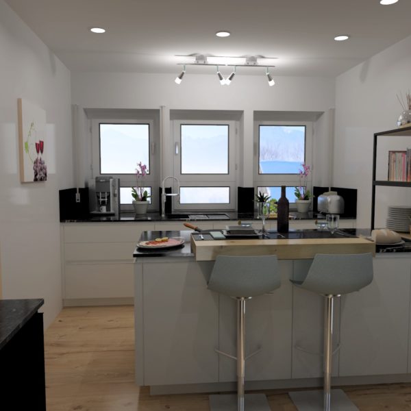 Häcker white laque with stone worktop