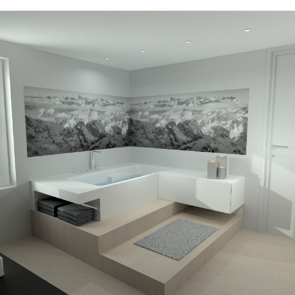 integrierte Badewanne mit Nischen