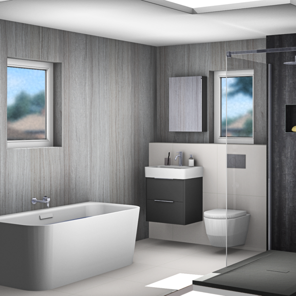 Contemporary Monotone Bathroom